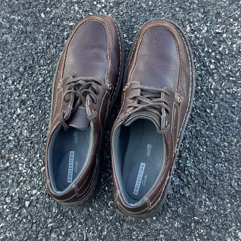 Clarks Collection Tilden Free Men 12 Brown Leather Moc Toe Oxford Shoes 26130644